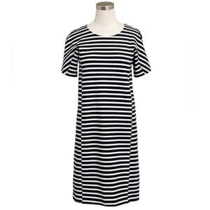 J Crew Striped Ponte Shift Knee Length Short Sleeve Dress Small